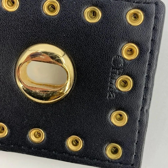 Saks Fifth Avenue Women\'s Italian Leather Belt Black Gold Studs Size L NWOT $168 main image 8